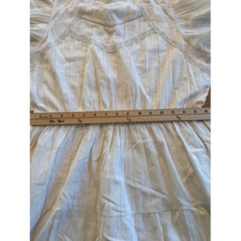 Joie Ivory Cotton Lace Trim Ruffle Midi Dress Elastic Waist Pockets Womens XL - Picture 6 of 10